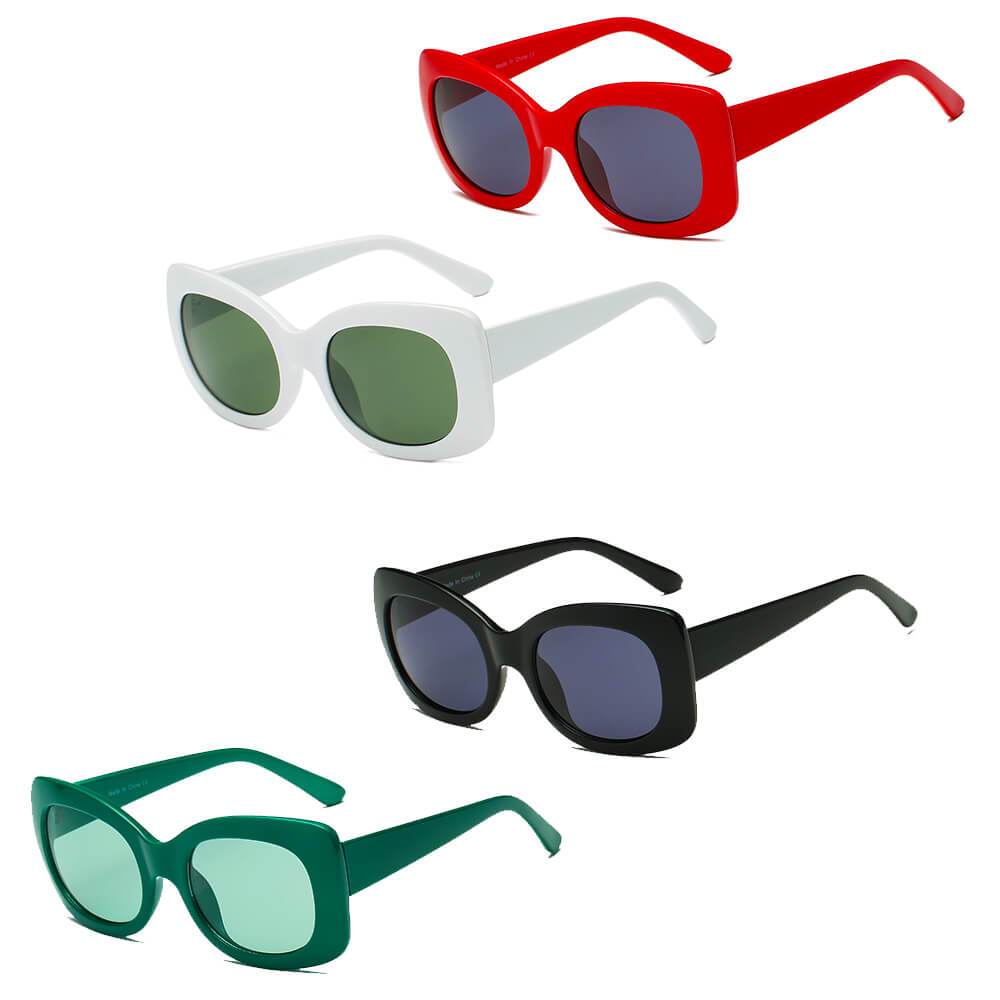 Baku | S1063 - Women Fashion Retro Rectangle Oversize Sunglasses - 4 COLORS -