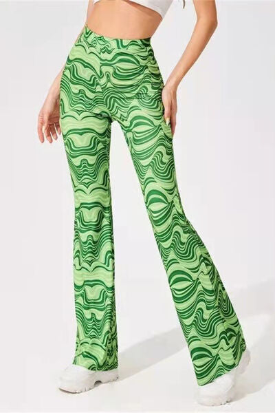 Printed High Waist Flare Pants - T - 7 COLORS -