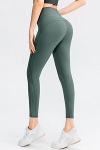 Thumbnail for Wide Waistband Slim Fit Long Sports Leggings - T - 5 COLORS -