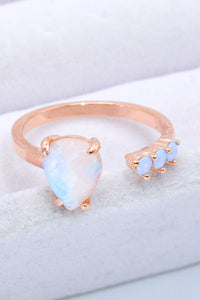 Thumbnail for 18K Rose Gold-Plated Moonstone Open Ring - T - 1 ADJUSTABLE SIZE - 2 FINISHES -