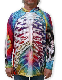 Thumbnail for Mouthman - SKELETON in TIE-DYE Hoodie Sport Shirt - ADULT SIZES AVAILABLE! - 10 SIZES -