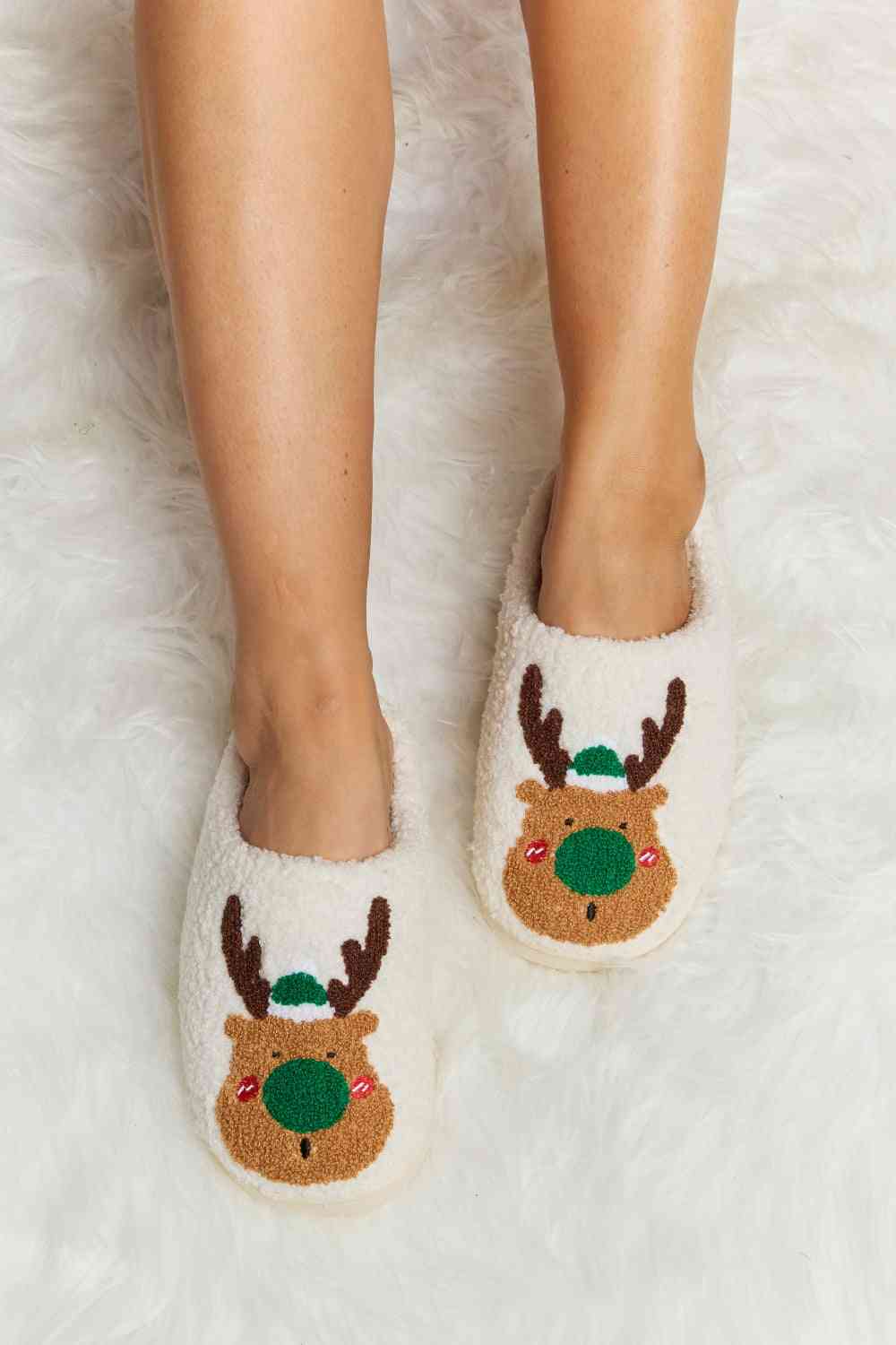 Melody Rudolph Print Plush Slide Slippers - T - 2 COLORS -