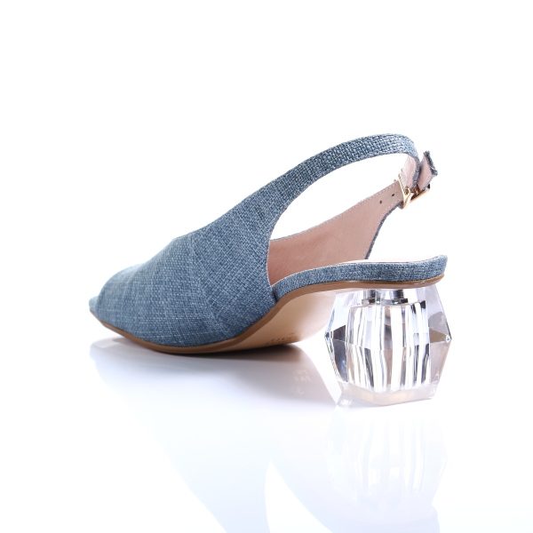 Crystal Clear Heel Open Toe Pumps (Light Blue)