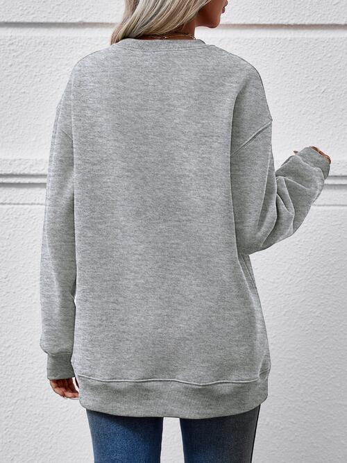 Graphic Round Neck Dropped Shoulder Sweatshirt - T - 9 COLORS -