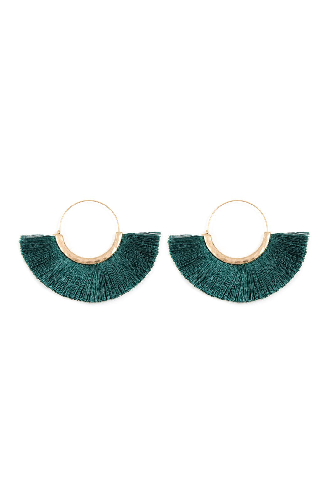 Tassel Fan Hoop Earrings - 15 COLORS -