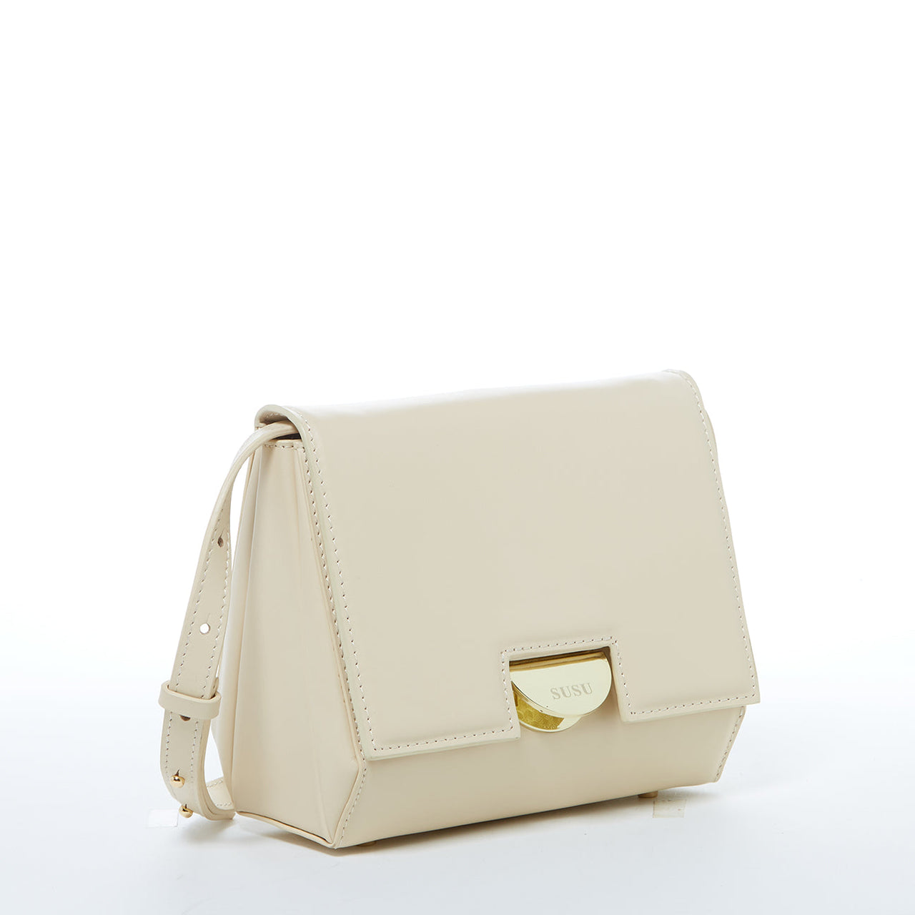 Elizabeth Off White Leather Saddle Bag -