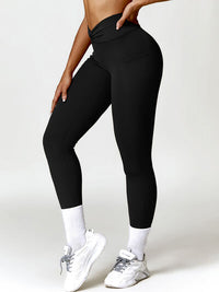 Thumbnail for Twisted High Waist Active Leggings with Pockets - T - 5 COLORS -