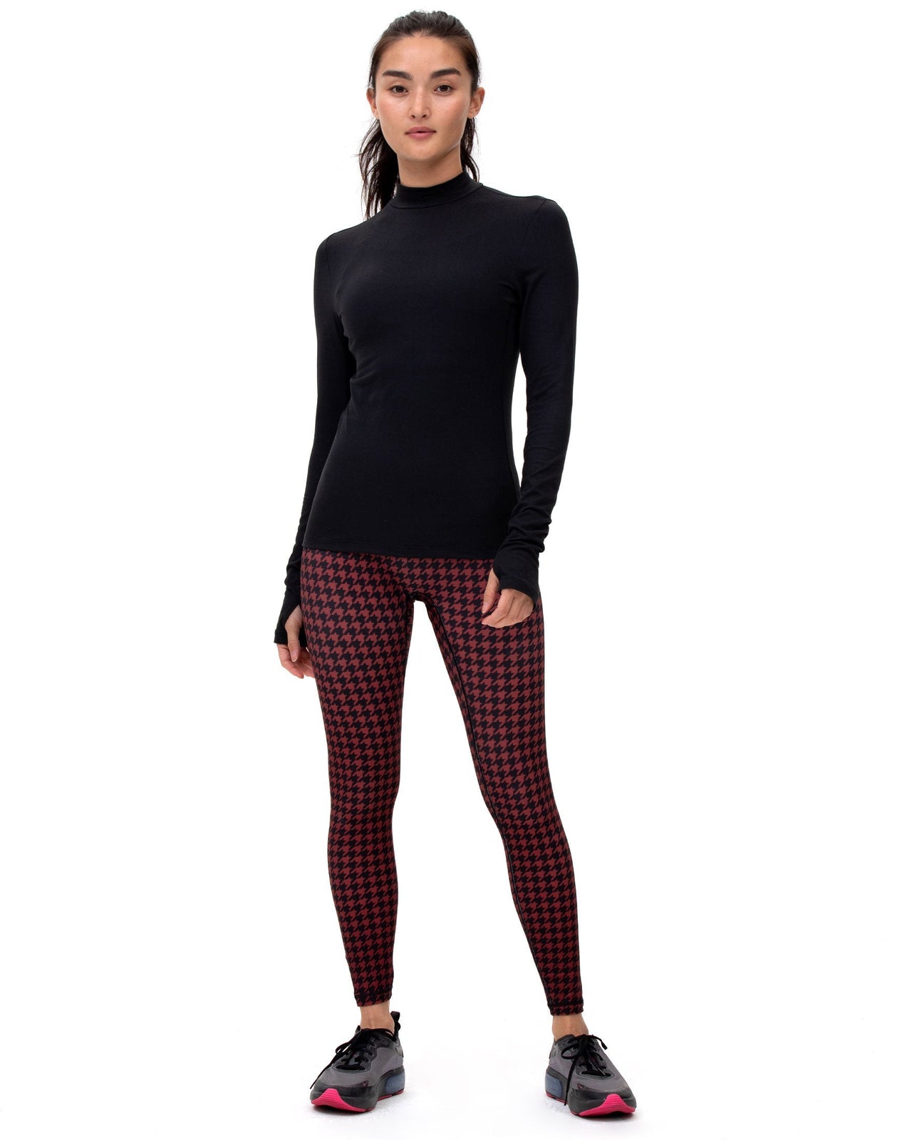 ReBody - Hybrid Fleece Houndstooth Print Leggings High Waist - 2 COLORS -