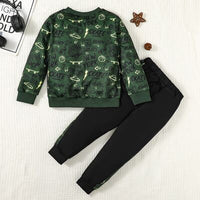 Thumbnail for Letter Print Round Neck Top and Pants Set - 2 PCS. - T - 1 COLOR -