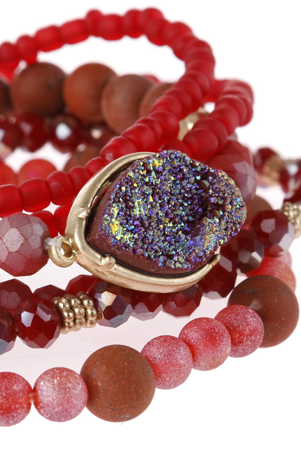 Teardrop Druzy Mixed Beads Bracelet - 8 COLORS -