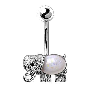 316L Stainless Steel Fancy Jeweled Elephant Navel Ring -