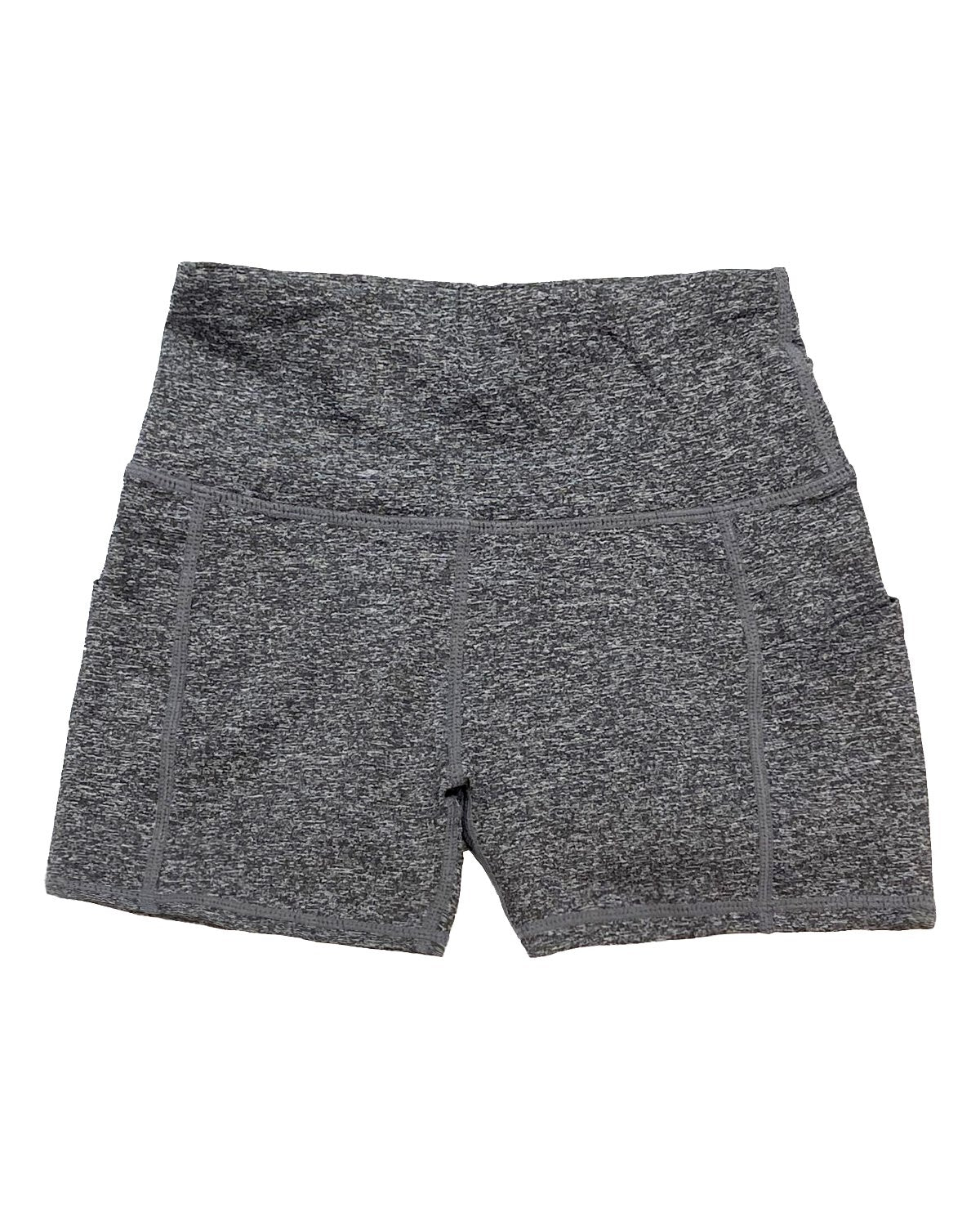 Savoy - Calcao High Waist Yoga Shorts With Pocket - Heather Grey - 1 COLOR -