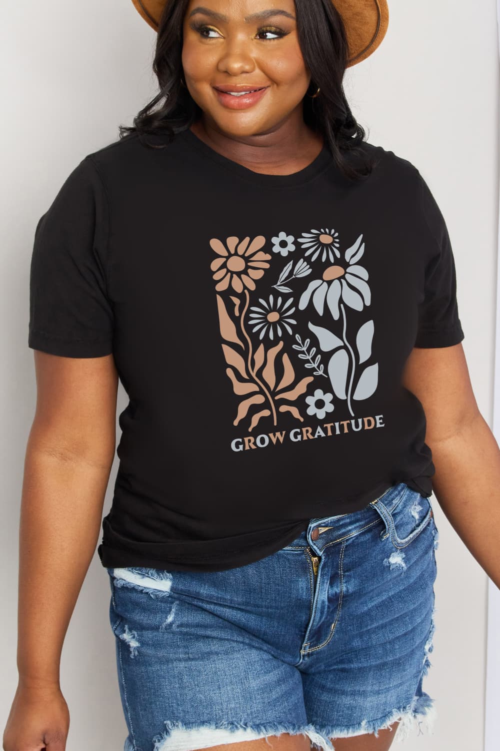 Simply Love Full Size GROW GRATITUDE Graphic Cotton Tee - T - 1 COLOR -