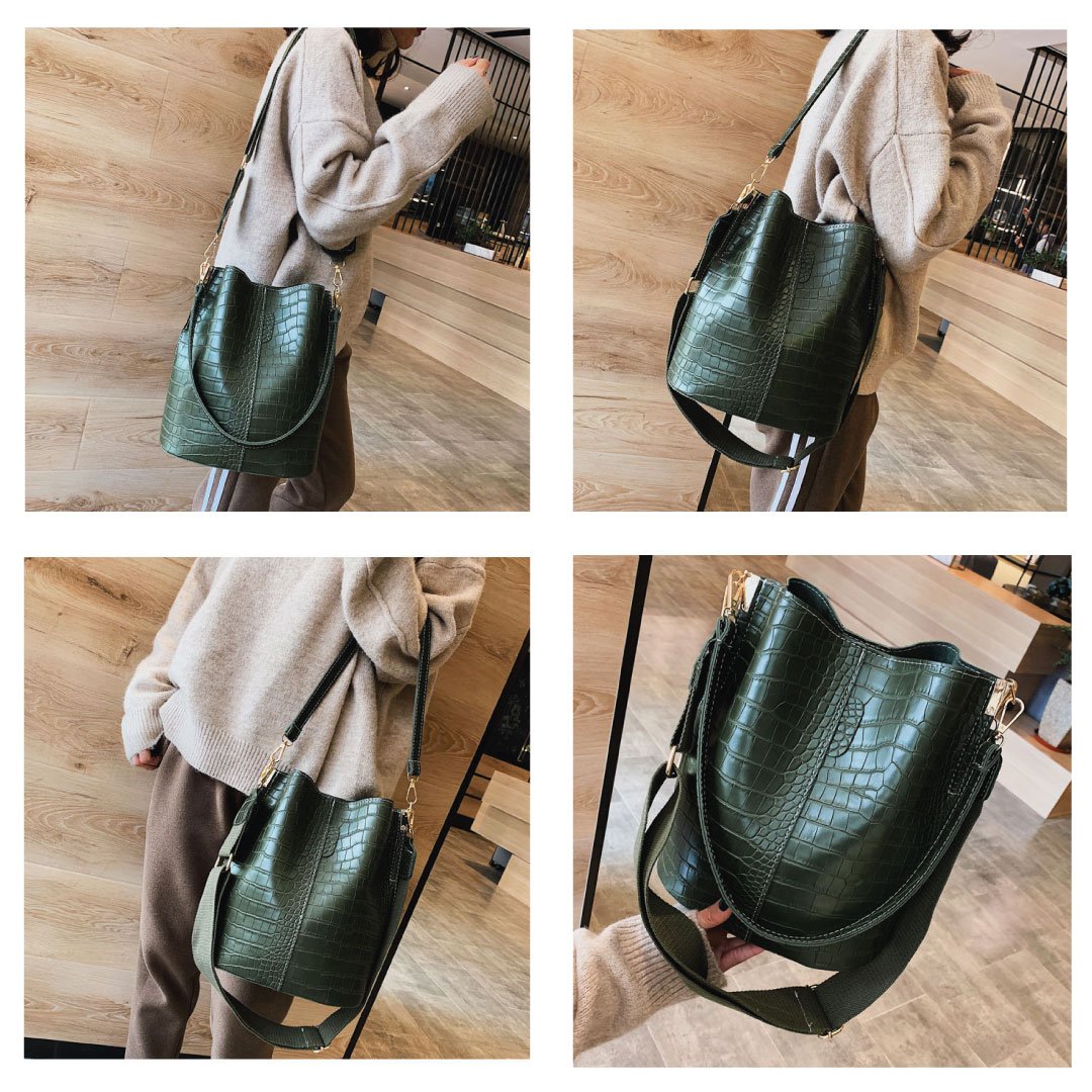 Blake Shoulder Bag - Olive Croc - 1 COLOR -