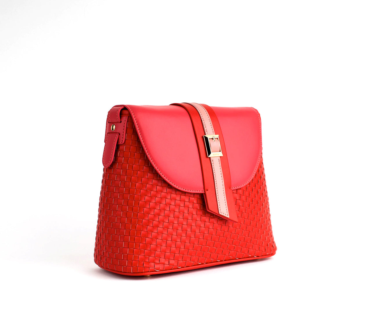 GUNAS NEW YORK - Kate - Red Vegan Basket Weave Bag - 1 COLOR -