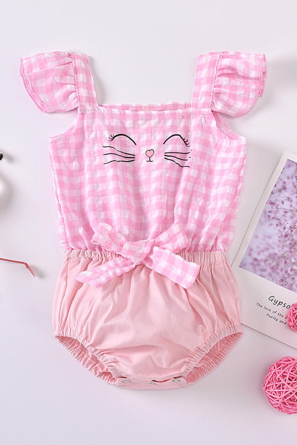 Baby Plaid Cat Graphic Bodysuit - T - 5 SIZES - 1 COLOR -