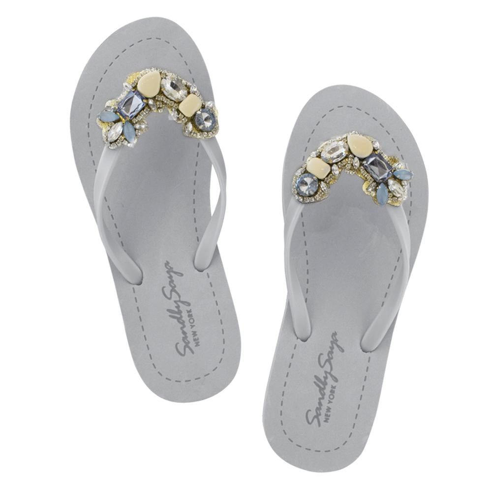 SAND BY SAYA N.Y. - Blue York - Rhinestone Flat Flip Flops Sandal - 5 COLORS -