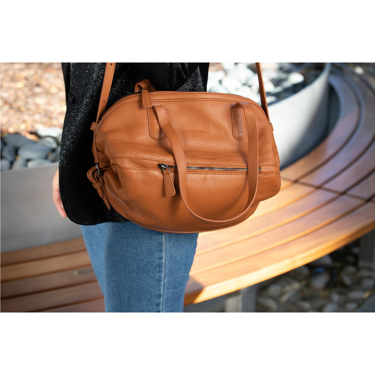 Catherine Leather Satchel Bag Brown -