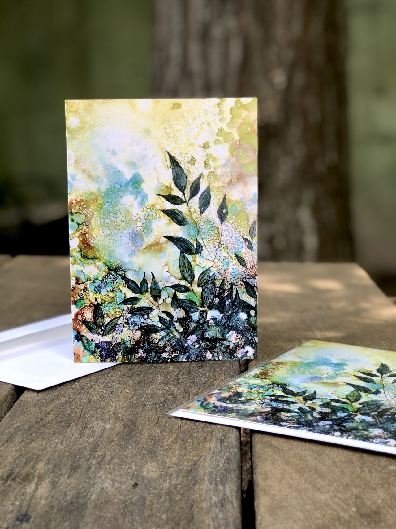 Shadow Leaves : Greeting Card - 5"X7" - 1 OR SET(6) -