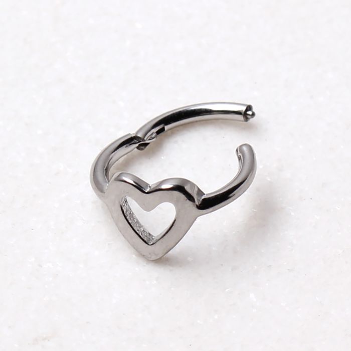 316L Stainless Steel Heart Seamless Clicker Ring - Heart Cartilage Piercing -