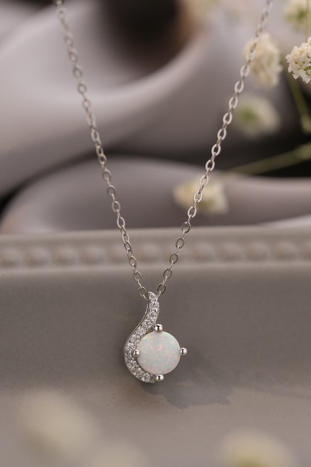 Sweet Beginnings Opal Pendant Necklace - T - 2 COLORS -