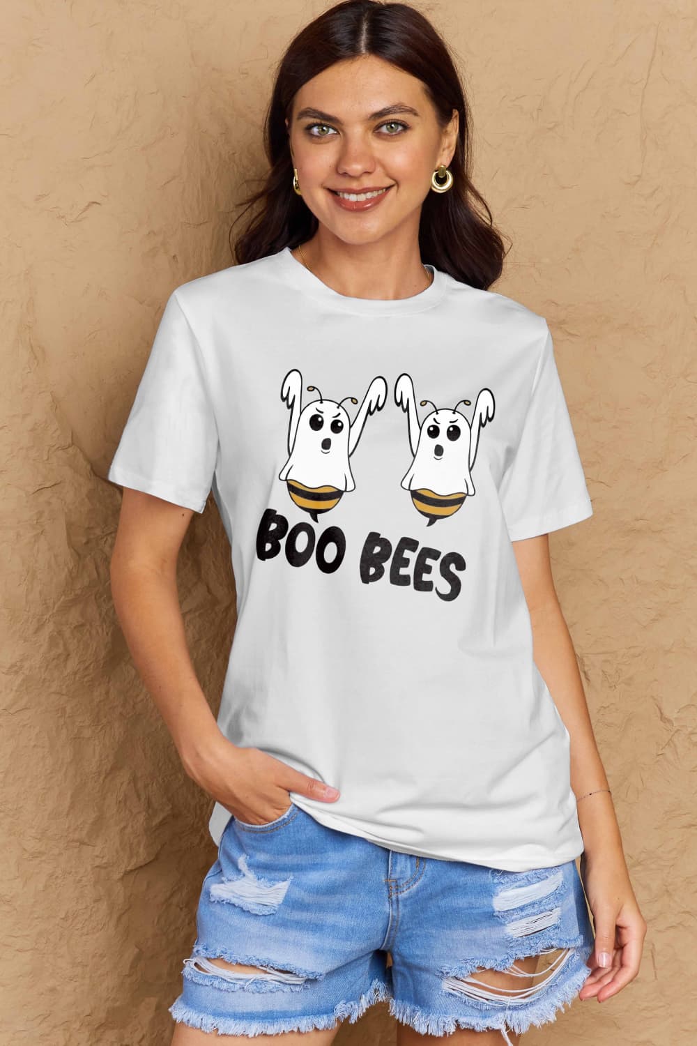 Simply Love Full Size BOO BEES Graphic Cotton T-Shirt - T - 3 COLORS -