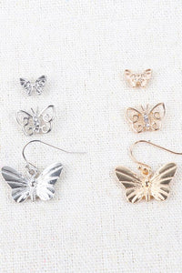 Thumbnail for Butterfly Three-Set Earrings - 2 FINISHES -