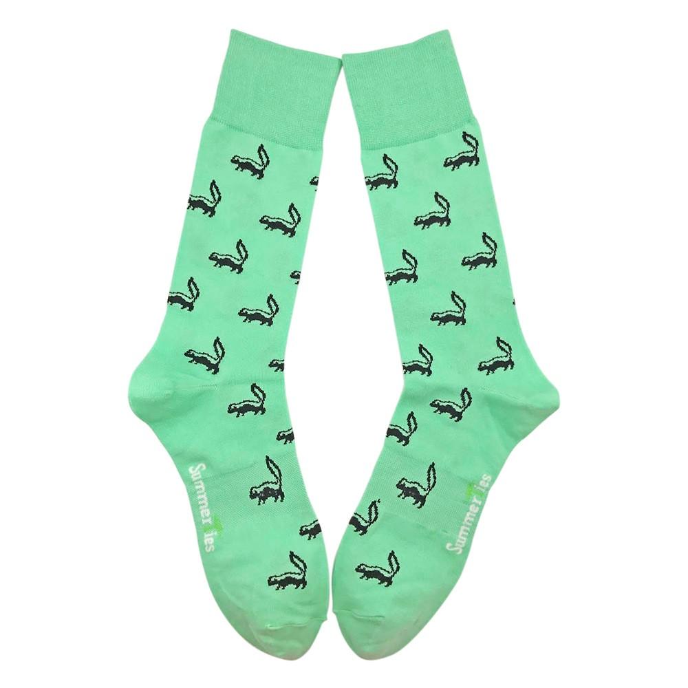 Summer Ties - Skunk Socks - Black on Green - Men's Mid Calf - 1 COLOR -