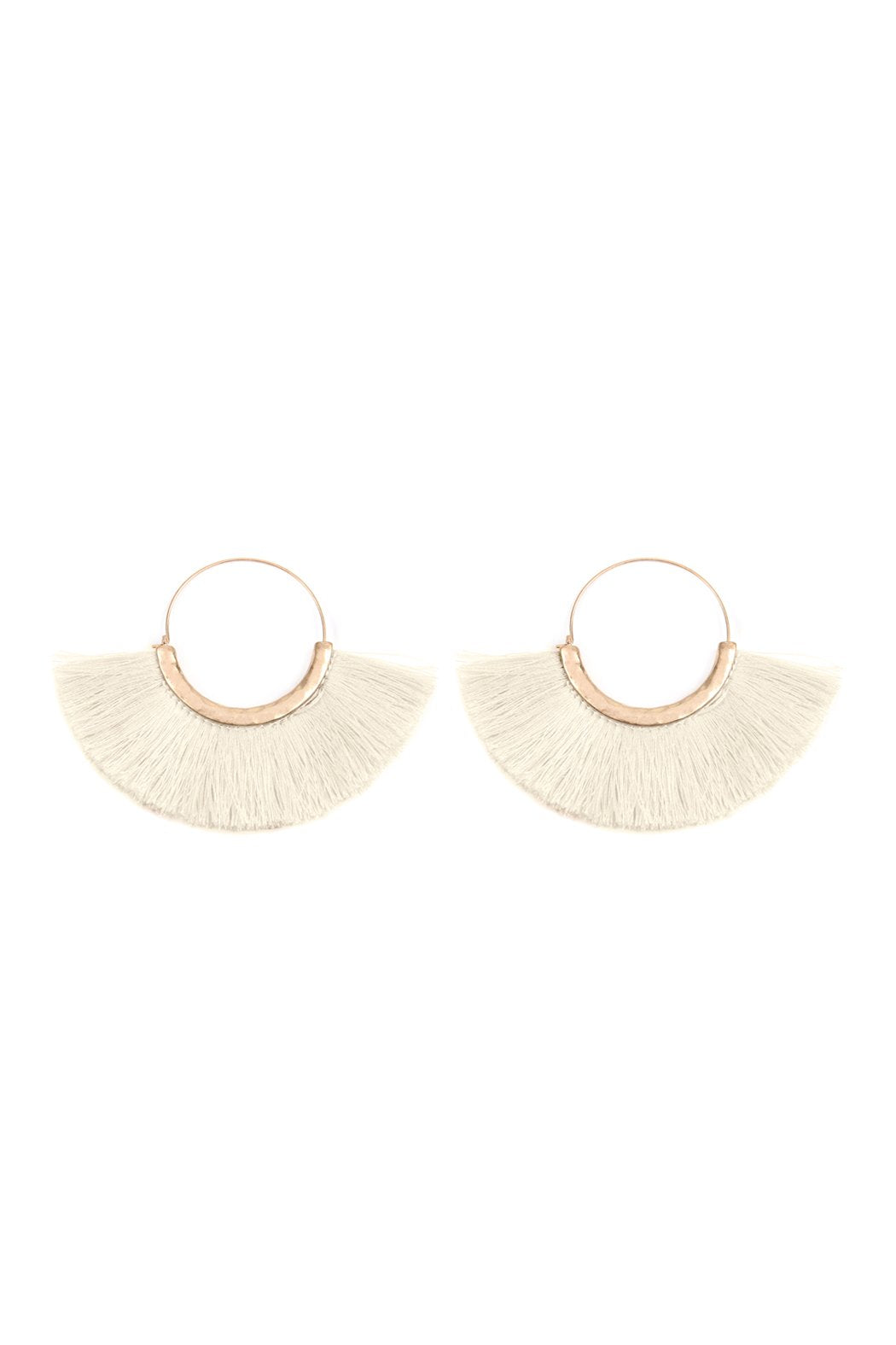 Fan Tassel Hoop Earring - 15 COLORS -