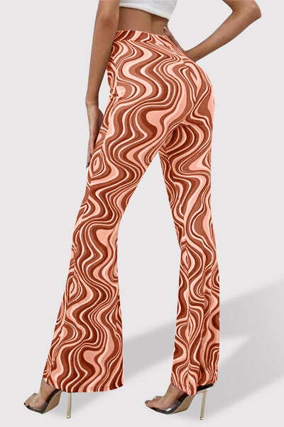 Printed High Waist Flare Pants - T - 7 COLORS -