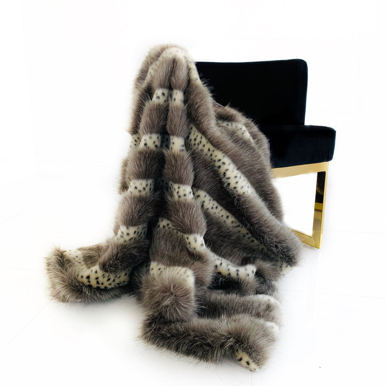 Plutus Gray  Two Tone Feather Faux Fur Luxury Throw Blanket - 14 SIZES -