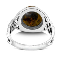 Thumbnail for Creidne - Baltic Amber Celtic Sterling Silver Ring - 7 SIZES -