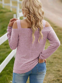 Thumbnail for Full Size Cutout Cold Shoulder Blouse - T - 6 COLORS -