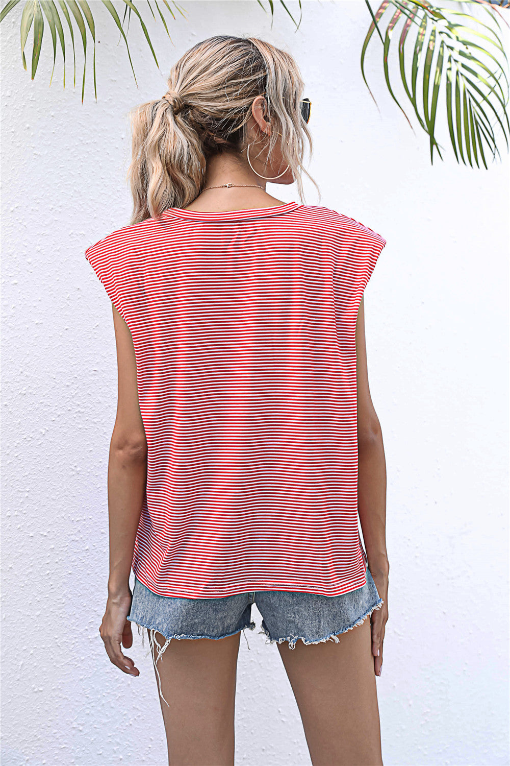 Round Neck Cap Sleeve Tee - T - 6 COLORS -