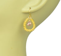 Thumbnail for Gena Myint - Pink Sapphire Drop Hoop Earrings -