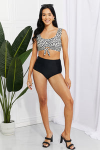 Thumbnail for Marina West Swim Sanibel Crop Swim Top and Ruched Bottoms Set in Black - SIZES S THRU 2XL - 1 PATTERN -