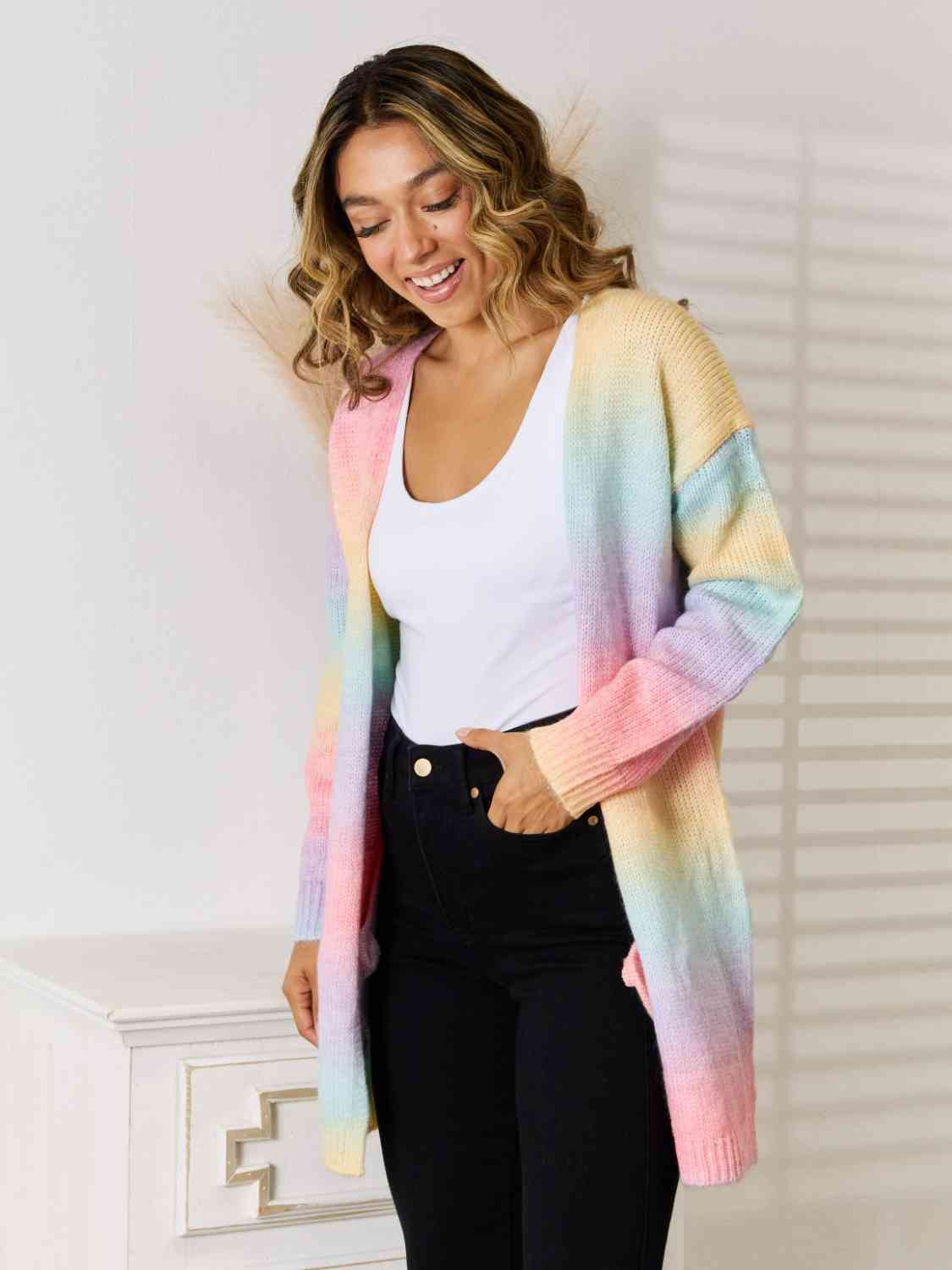 Full Size Gradient Open Front Cardigan - T - 5 COLORS -