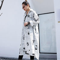 Thumbnail for Marigold Shadows - Toriko Newspaper Print Shirt Dress - 1 COLOR -