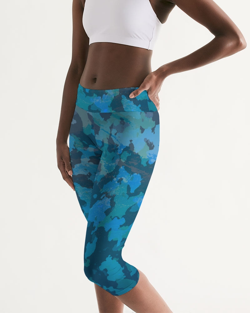 FYC - Women's Active Comfort Ocean Camo Mid-Rise Capri Leggings - 1 COLOR -