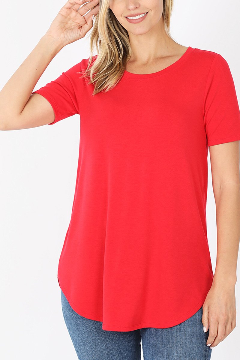 Riah Fashion - Short Sleeved Round Neck Boyfriend Tunic - 3 COLORS -