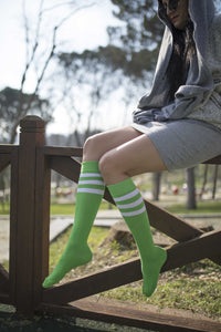 Thumbnail for Women's Lime Stripe Knee High Socks - 1 COLOR -