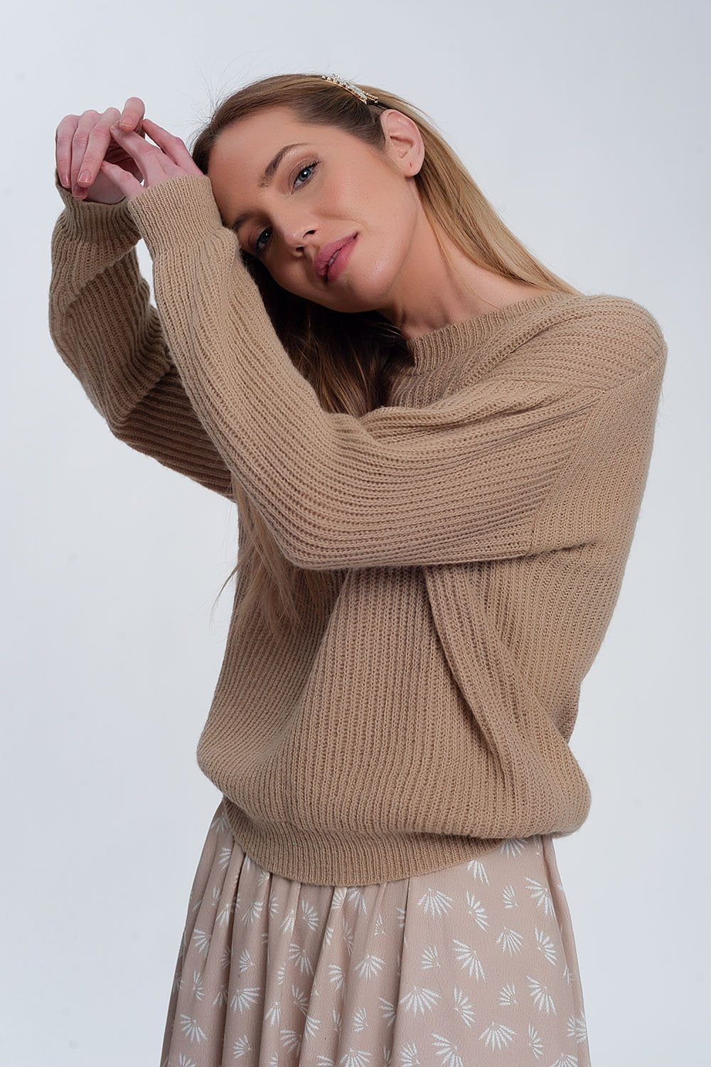 Q2 - Ribbed Jumper in Light Beige - 1 COLOR -