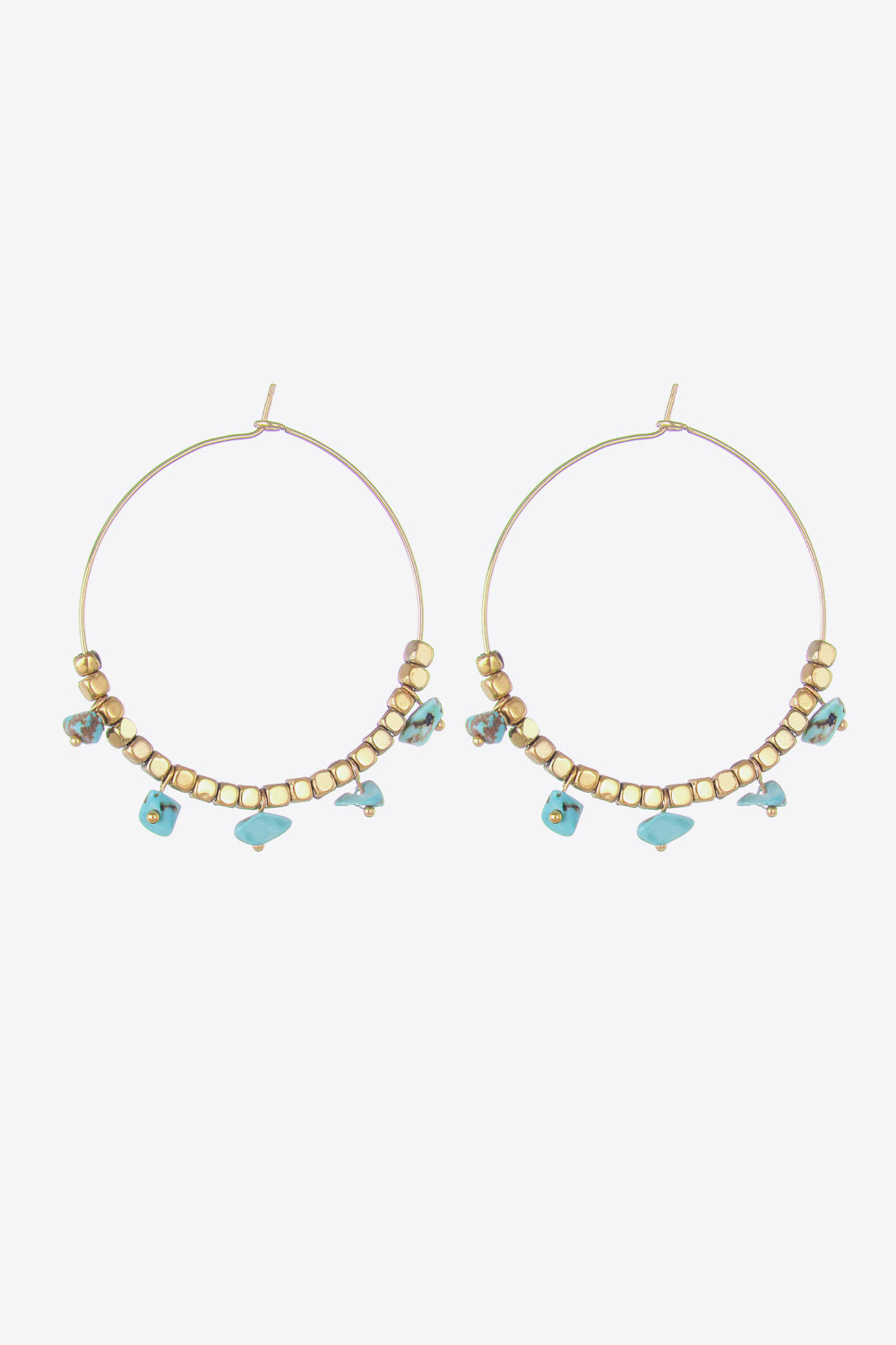 Turquoise Stainless Steel Hoop Earrings - T - 5 COLORS -