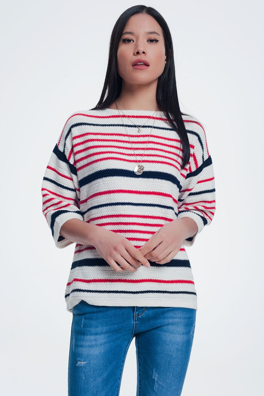 Q2 - Knitted Striped Sweater in Cream Color - SM., M. ONLY - 1 COLOR -