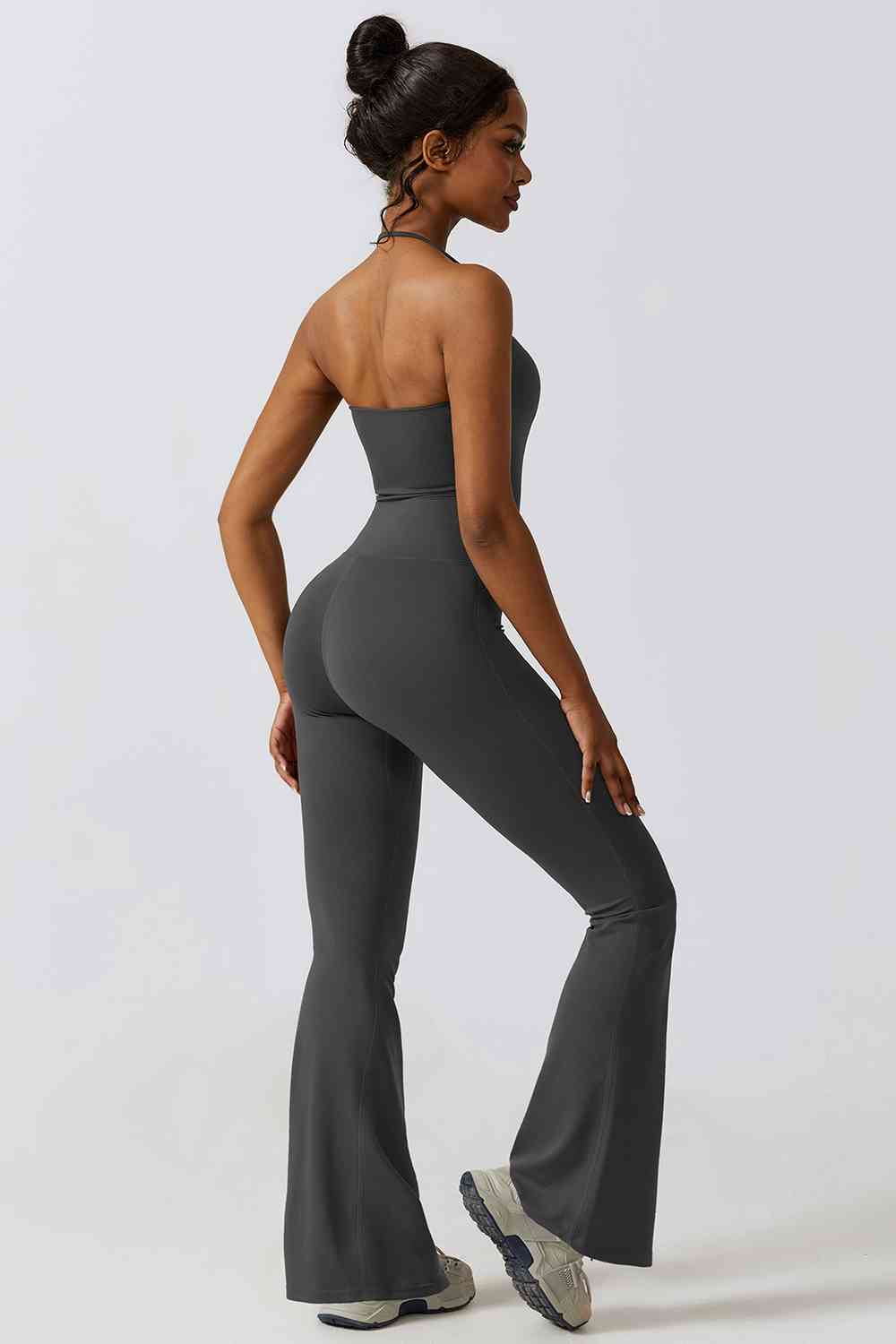 Halter Neck Flare Sport Jumpsuit - T - 4 COLORS -