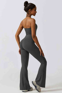 Thumbnail for Halter Neck Flare Sport Jumpsuit - T - 4 COLORS -