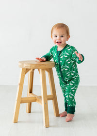 Thumbnail for Eclipse Kids - I'm Narwhally Sleepy - Green - Long Sleeve Zipper Sleep Romper -