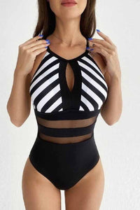 Thumbnail for Striped Backless One-Piece Swimsuit - T - 1 COLOR -