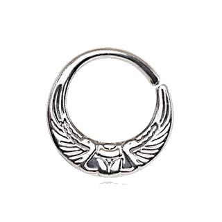 316L Stainless Steel Egyptian Winged Sun Seamless Rings / Cartilage Earrings -