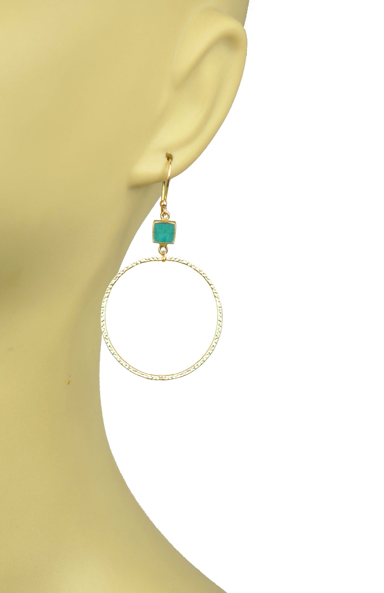 Gena Myint - Turquoise Bezel Circle Earrings -